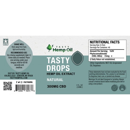 Tasty Drops - Natural - 300mg