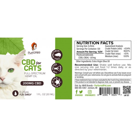 Purfurred: CBD for Cats - 200mg - 1oz - Unflavored