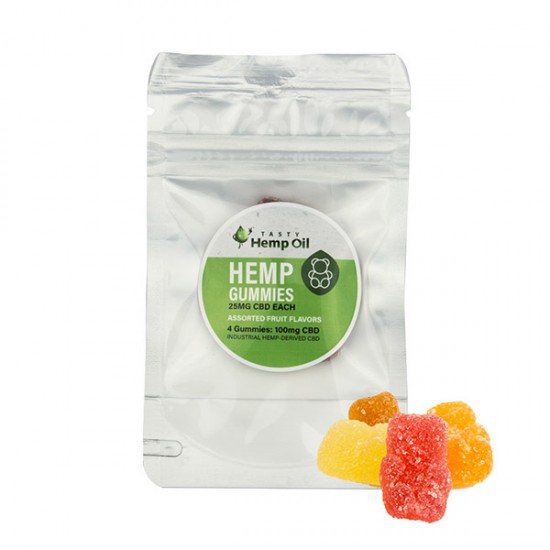 Tasty Hemp Gummies (4ct / 25mg ea) - Assorted Fruit Flavors